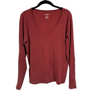 MM Lafleur Maroon Micro Ribbed‎ Pima Cotton Top Size XL